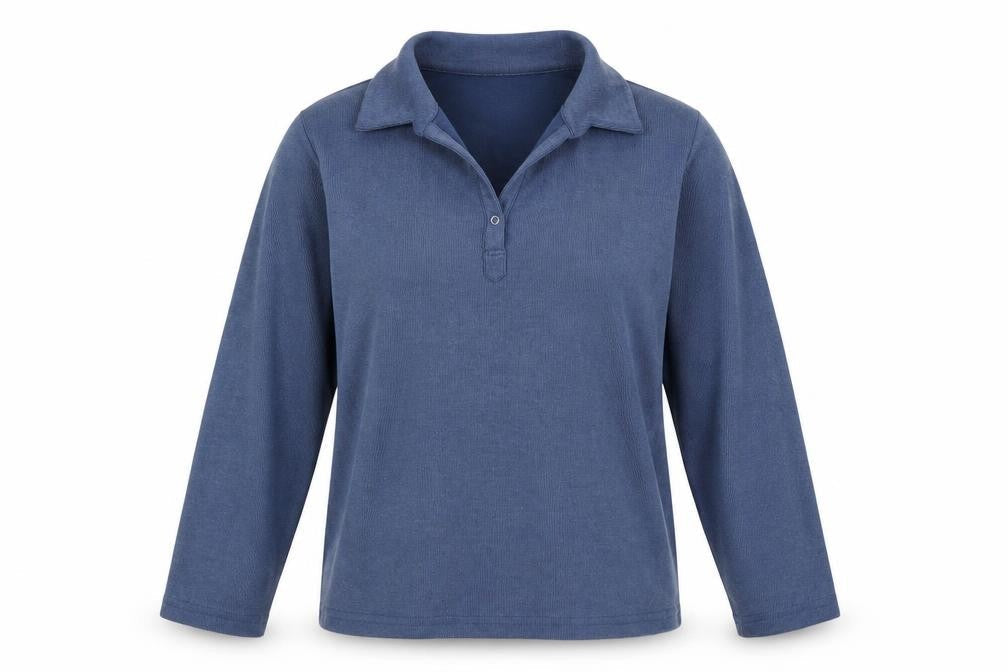 Editions Womens Blue  Polyester Pullover Sweatshirt Size L  Button