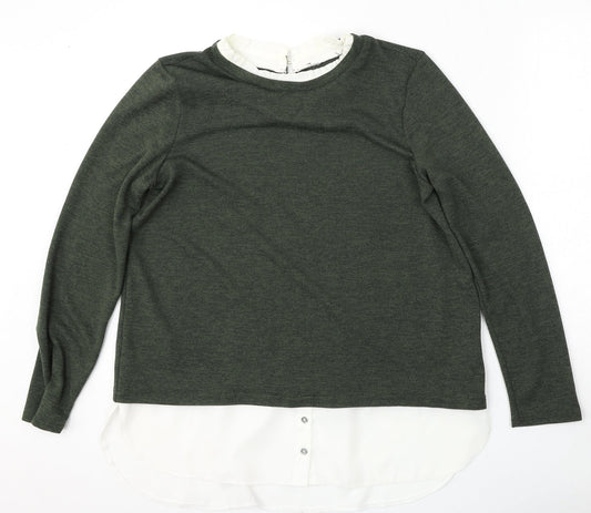 Dorothy Perkins Womens Green Collared  Polyester Pullover Jumper Size 14