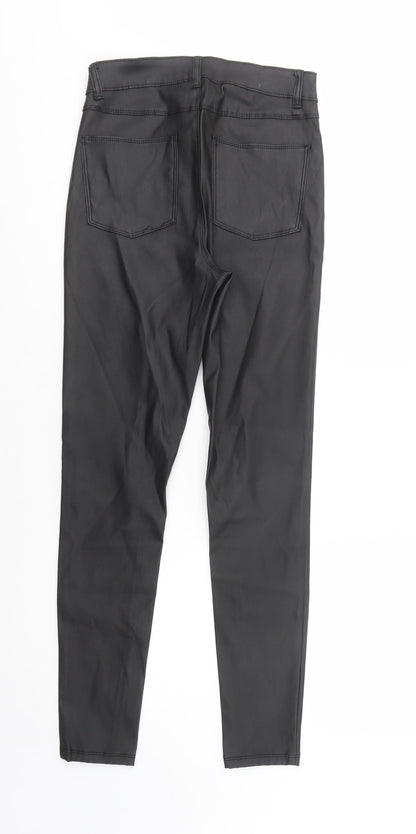 Denim Co. Womens Black  Polyester Jegging Trousers Size 8 L30 in Regular Button - Coated