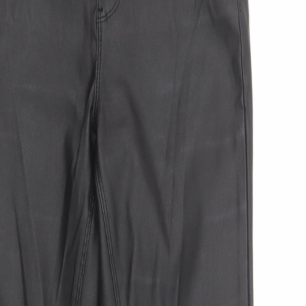 Denim Co. Womens Black  Polyester Jegging Trousers Size 8 L30 in Regular Button - Coated