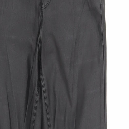 Denim Co. Womens Black  Polyester Jegging Trousers Size 8 L30 in Regular Button - Coated