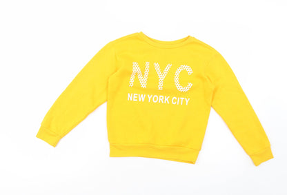 Preloved Primark Girls Yellow  Polyester Pullover Sweatshirt Size 9-10 Years  Pullover - NYC - Front