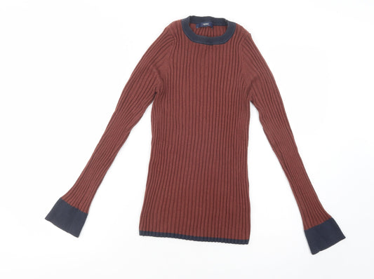 NEXT Womens Brown Crew Neck  Nylon Pullover Jumper Size 12