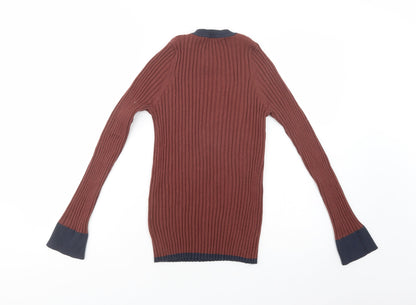 Preloved NEXT Womens Brown Crew Neck  Nylon Pullover Jumper Size 12 - Back