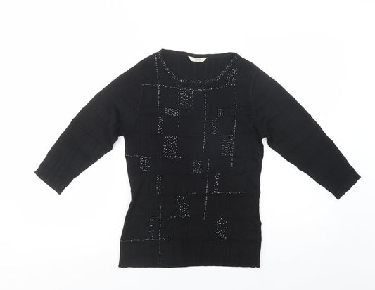 Marks and Spencer Womens Black Boat Neck  Viscose Pullover Jumper Size 14