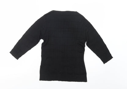 Marks & Spencer Womens Black Boat Neck  Viscose Pullover Jumper Size 14