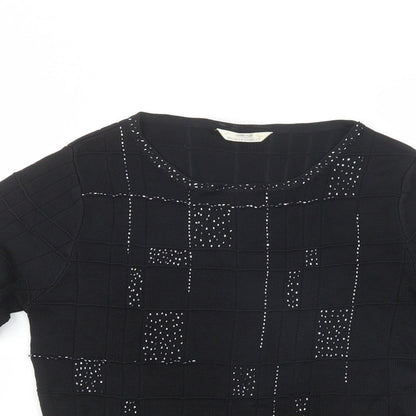 Marks & Spencer Womens Black Boat Neck  Viscose Pullover Jumper Size 14