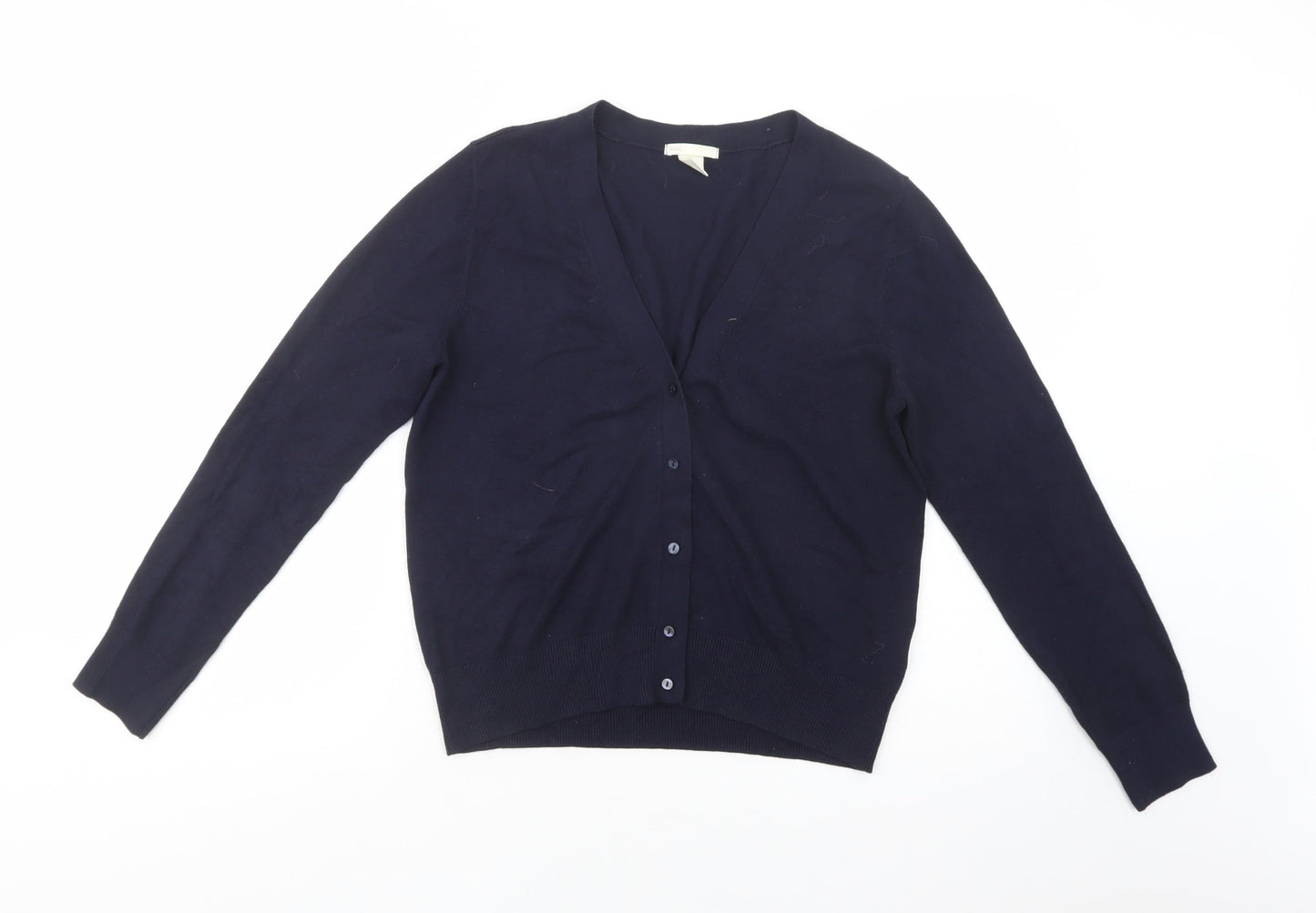 H&M Womens Blue V-Neck  Acrylic Cardigan Jumper Size S