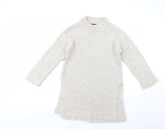 Atmosphere Womens Beige Mock Neck  Acrylic Tunic Jumper Size M