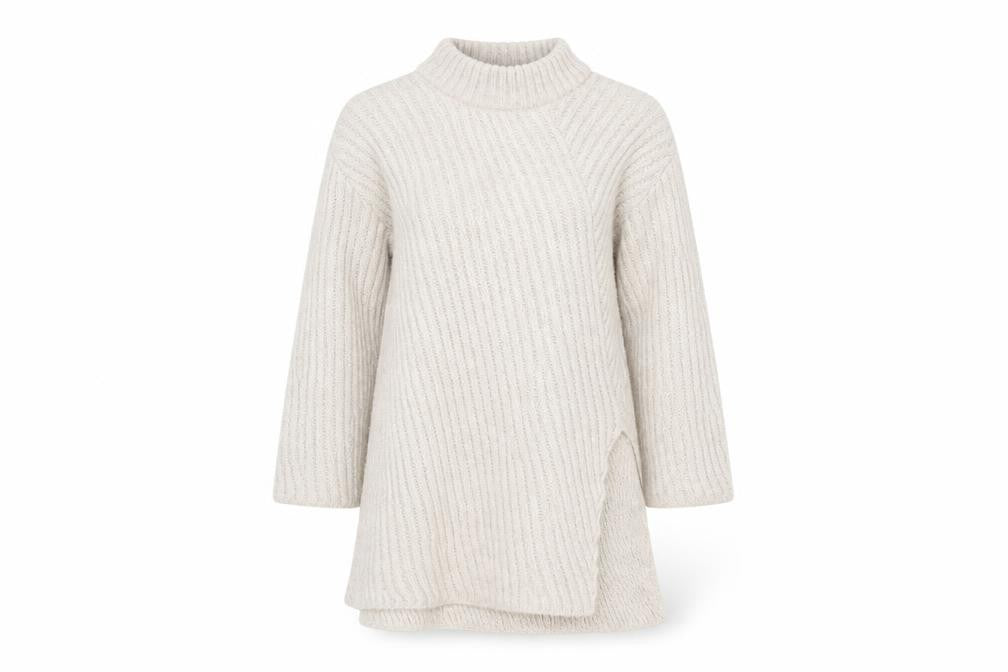 Atmosphere Womens Beige Mock Neck  Acrylic Tunic Jumper Size M