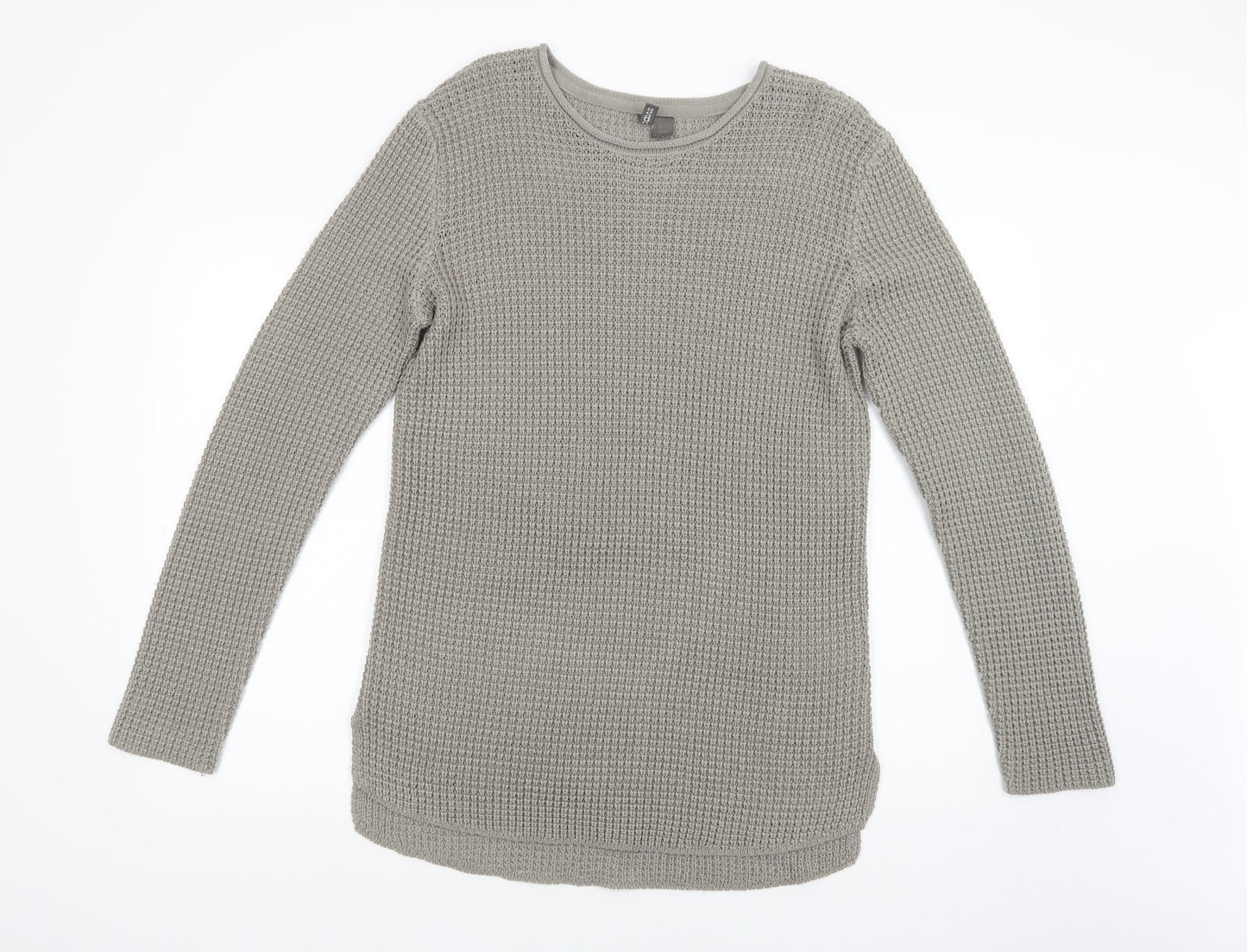 H&M Womens Green Boat Neck  Acrylic Tunic Jumper Size M