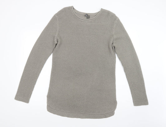 H&M Womens Green Boat Neck  Acrylic Tunic Jumper Size M