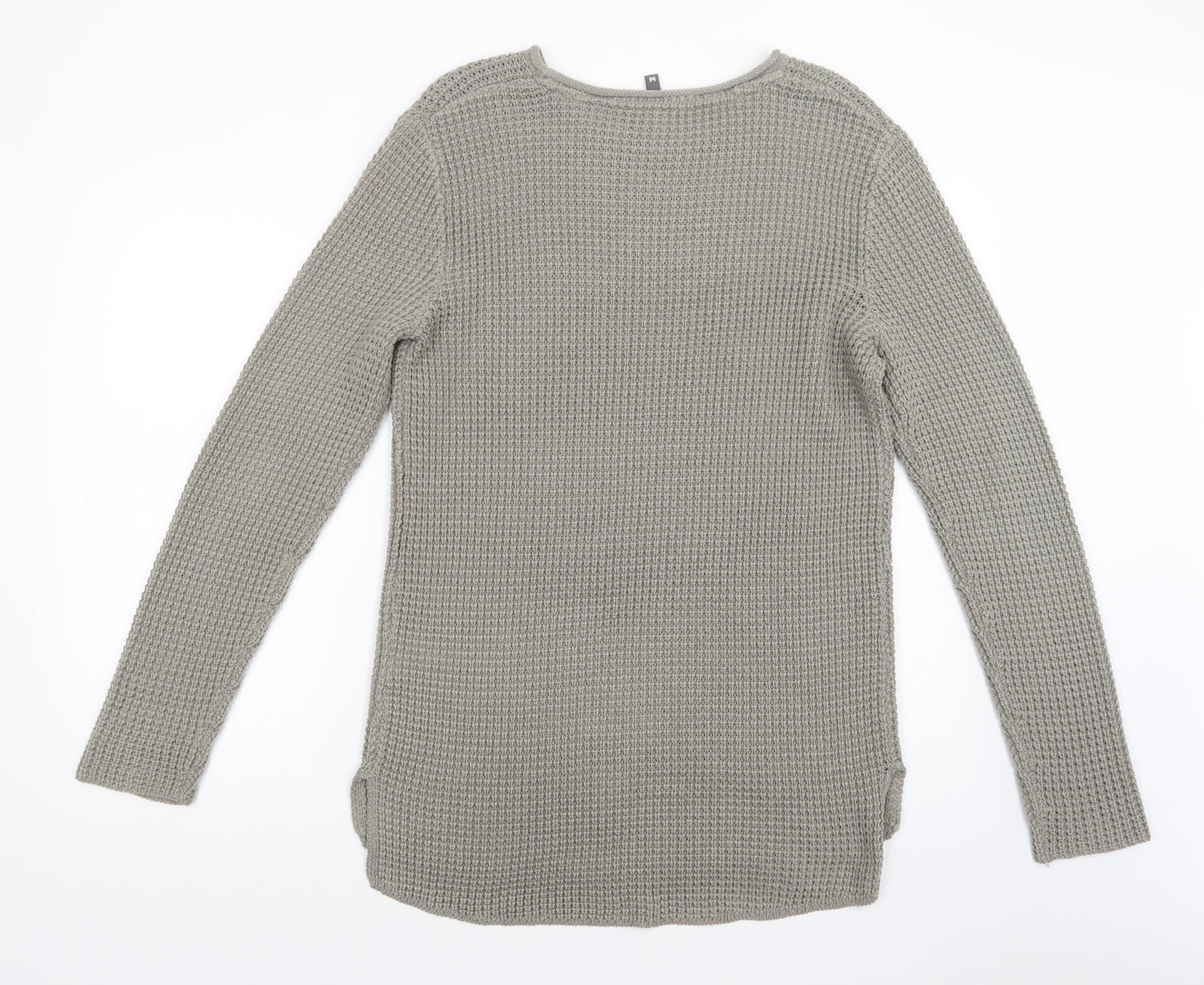 H&M Womens Green Boat Neck  Acrylic Tunic Jumper Size M