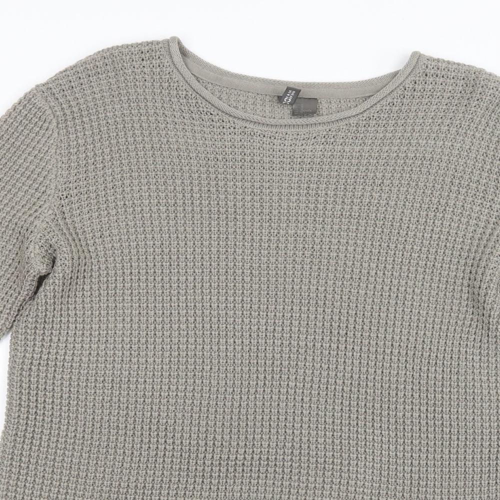 H&M Womens Green Boat Neck  Acrylic Tunic Jumper Size M