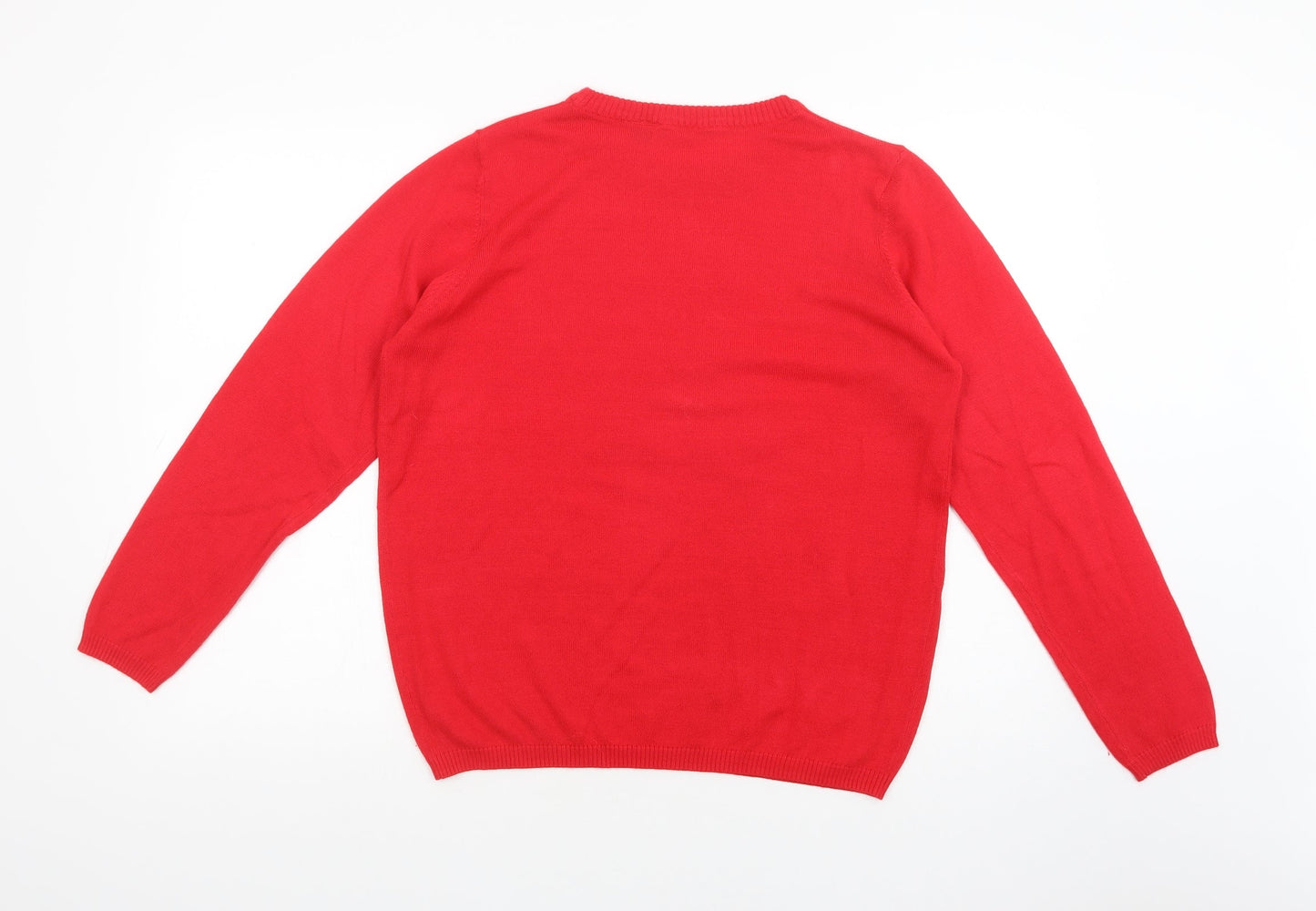 ESMARA Womens Red Crew Neck  Acrylic Pullover Jumper Size 14   - Let It Snow