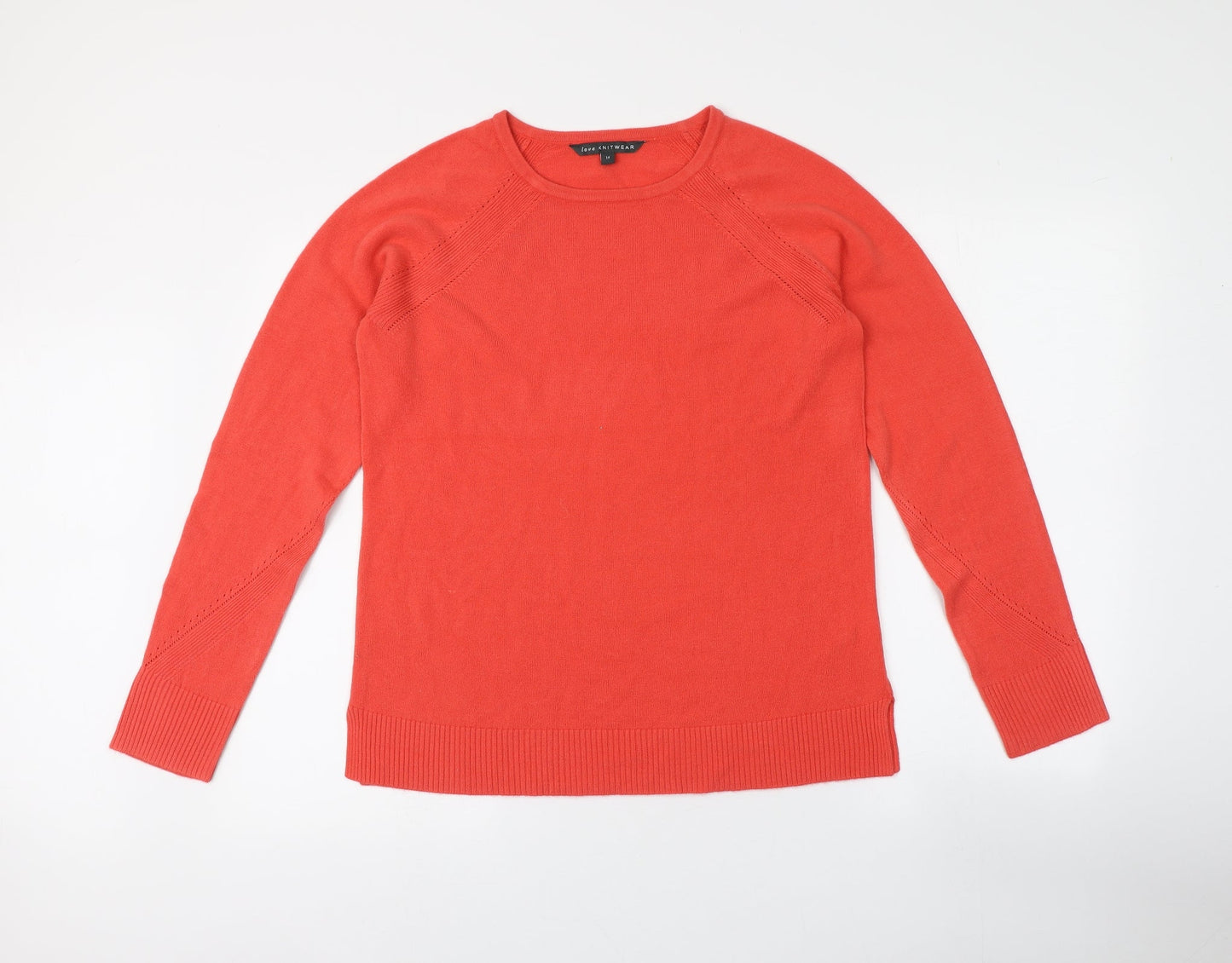 KNITWEAR Womens Red Round Neck  Acrylic Henley Jumper Size 14
