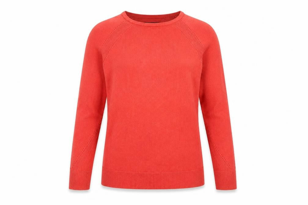 KNITWEAR Womens Red Round Neck  Acrylic Henley Jumper Size 14