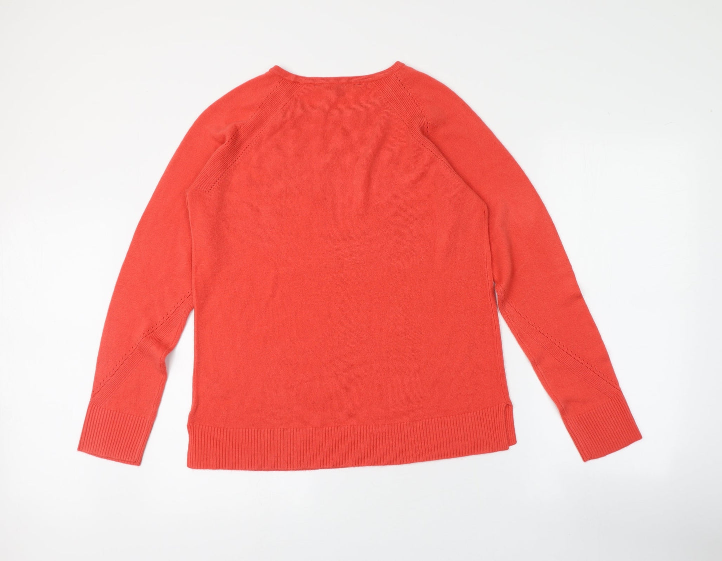 KNITWEAR Womens Red Round Neck  Acrylic Henley Jumper Size 14