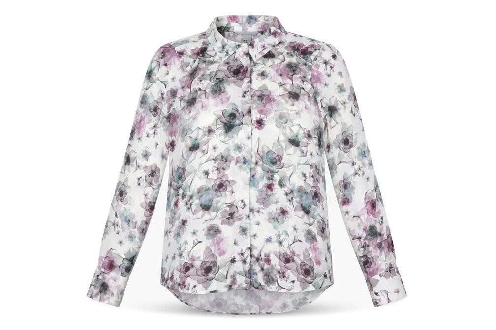 H&M Womens Multicoloured Floral Polyester Basic Button-Up Size 8 V-Neck