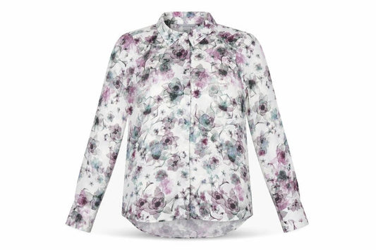 H&M Womens Multicoloured Floral Polyester Basic Button-Up Size 8 V-Neck