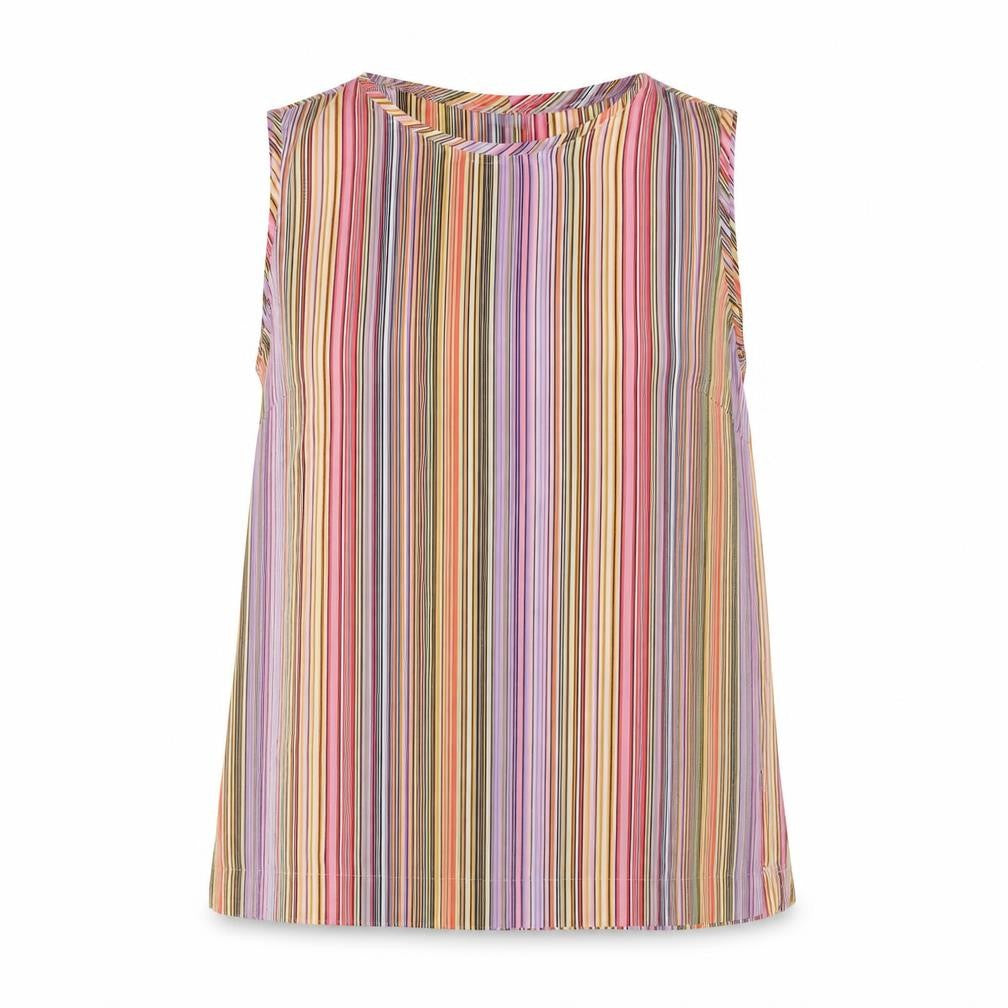Bonita Womens Multicoloured Striped Polyester Basic Tank Size 12 Round Neck
