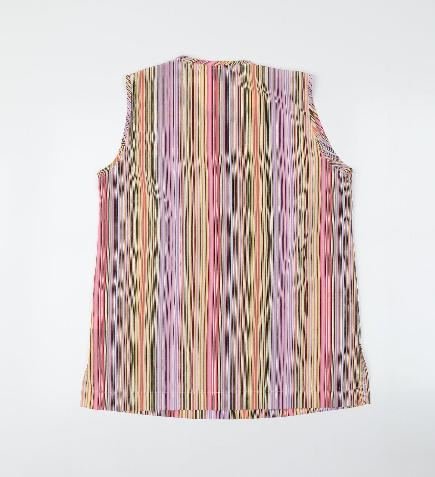 Bonita Womens Multicoloured Striped Polyester Basic Tank Size 12 Round Neck