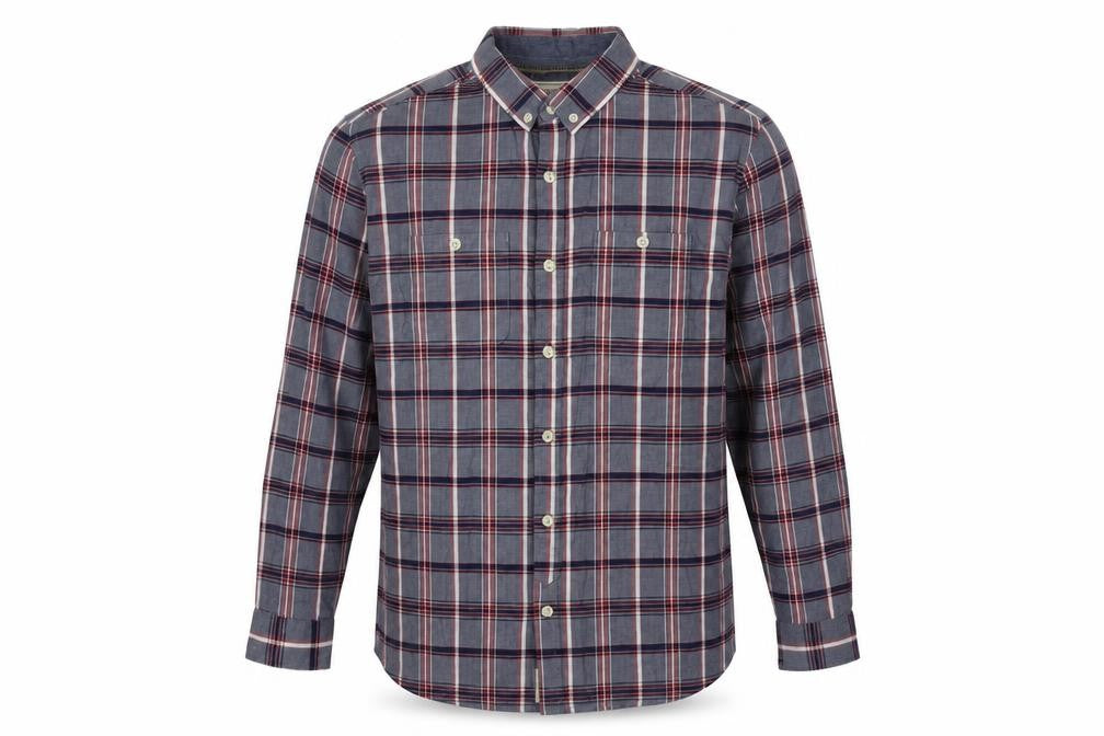 Geogre Mens Multicoloured Plaid Cotton  Button-Up Size L Collared Button