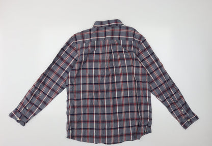 George Mens Multicoloured Plaid Cotton  Button-Up Size L Collared Button