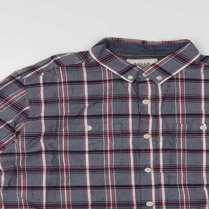 George Mens Multicoloured Plaid Cotton  Button-Up Size L Collared Button