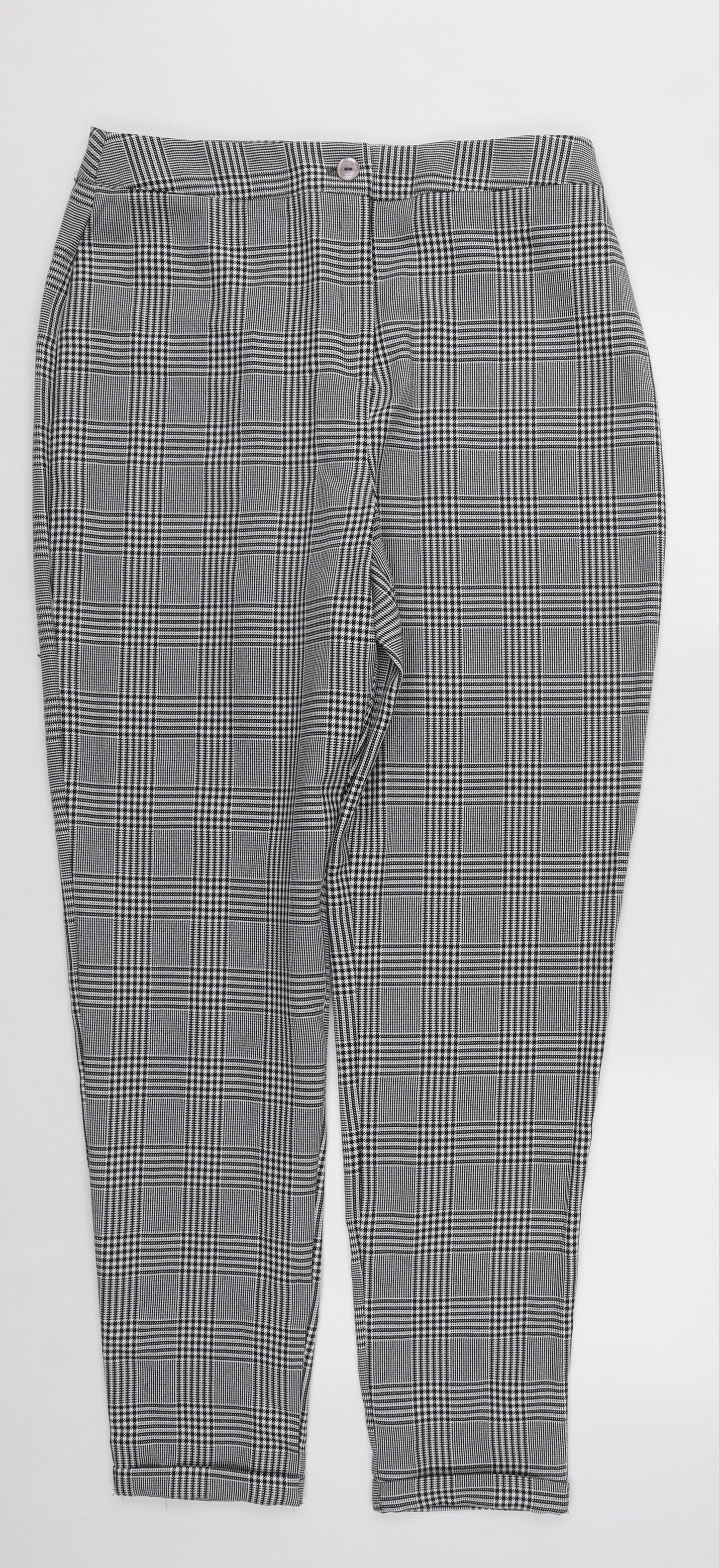 Boohoo Womens Multicoloured Plaid Polyester Trousers  Size 12 L30 in Regular Zip