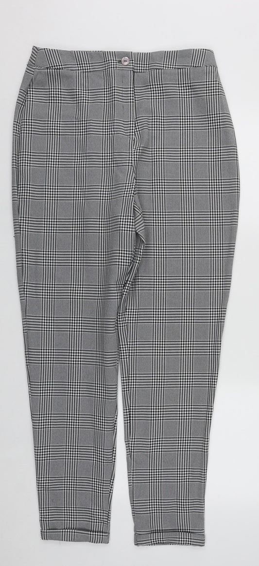 Boohoo Womens Multicoloured Plaid Polyester Trousers  Size 12 L30 in Regular Zip