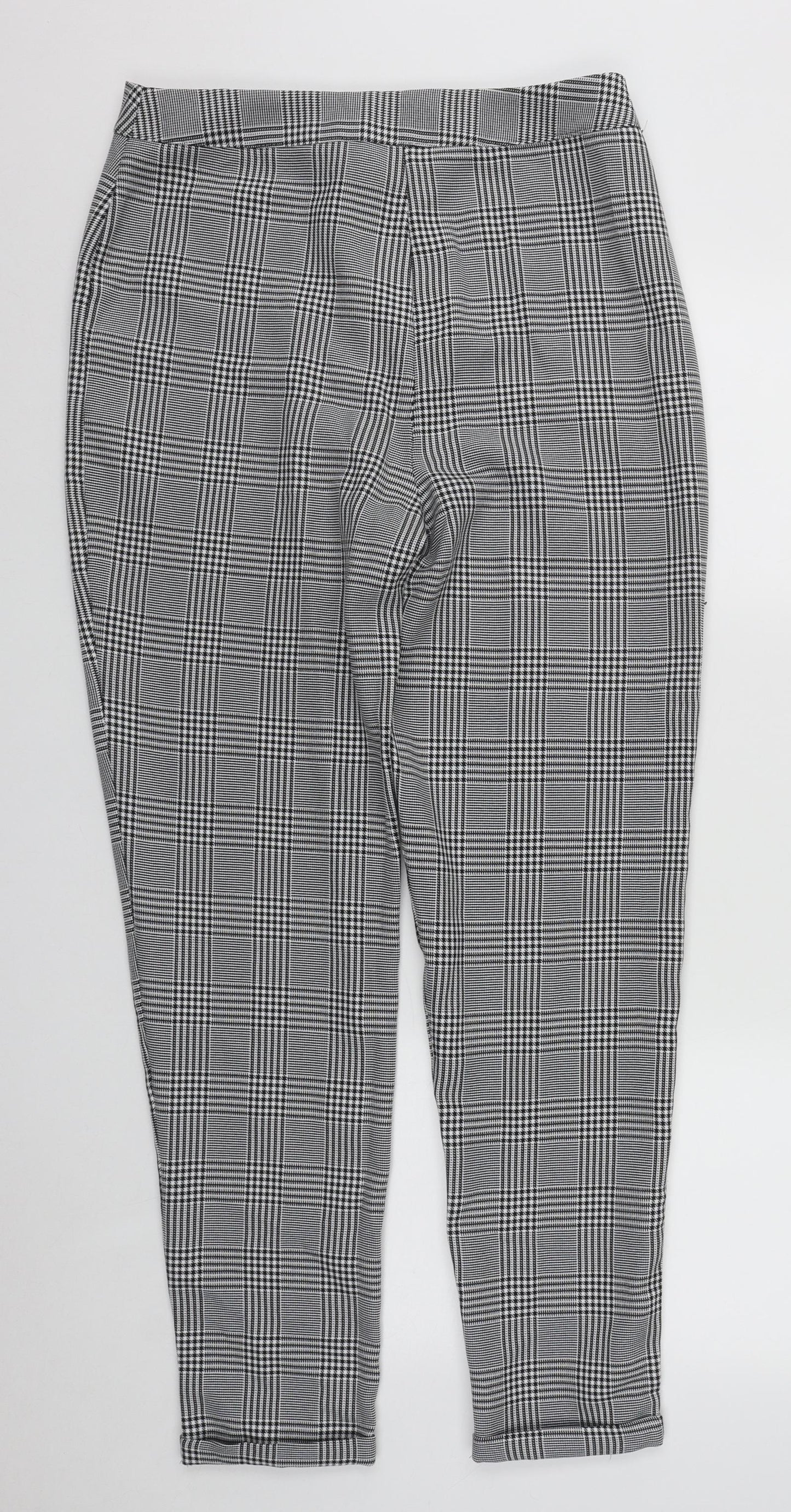 Boohoo Womens Multicoloured Plaid Polyester Trousers  Size 12 L30 in Regular Zip
