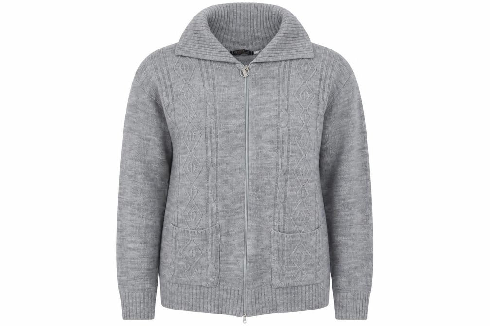Choice Collection Womens Grey Collared  Acrylic Full Zip Jumper Size L