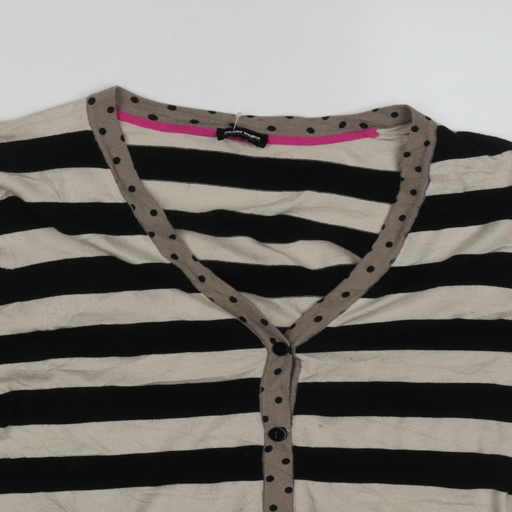 Gerry Weber Womens Multicoloured V-Neck Striped Acrylic Cardigan Jumper Size S