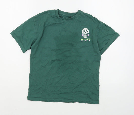 NEXT Boys Green  100% Cotton Basic T-Shirt Size 8 Years Round Neck Pullover