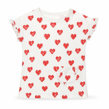 F&F Girls White Geometric 100% Cotton Basic T-Shirt Size 24 Months Round Neck Pullover