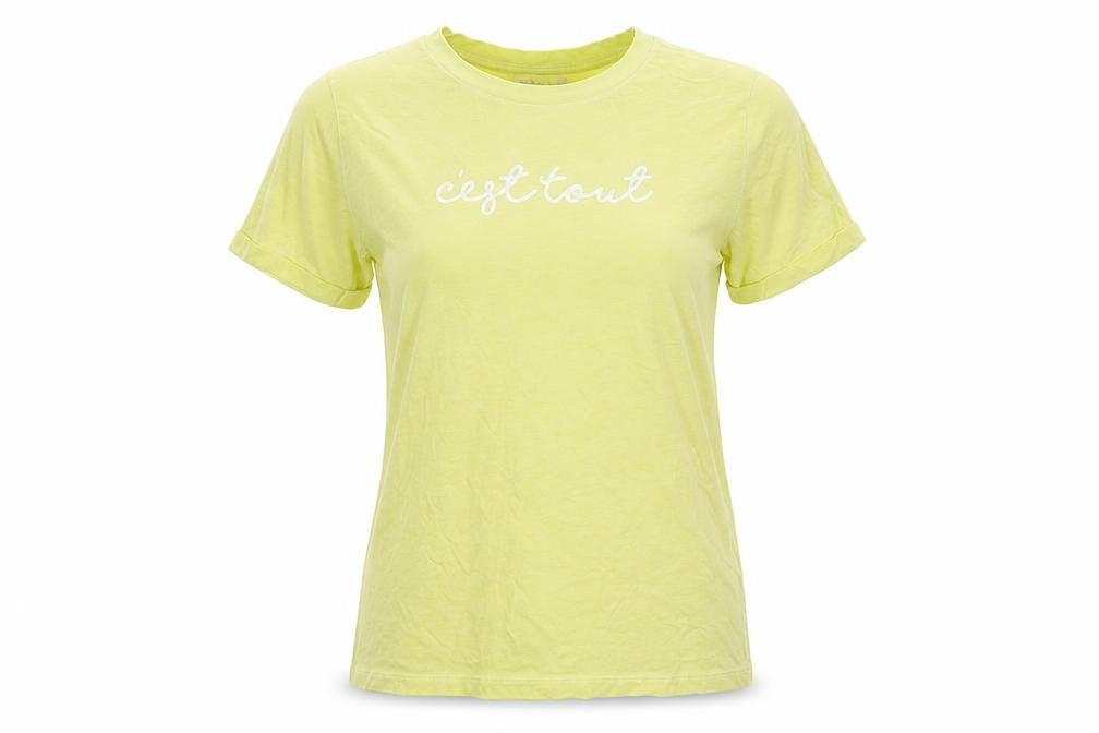 Oasis Womens Yellow  100% Cotton Basic T-Shirt Size S Round Neck