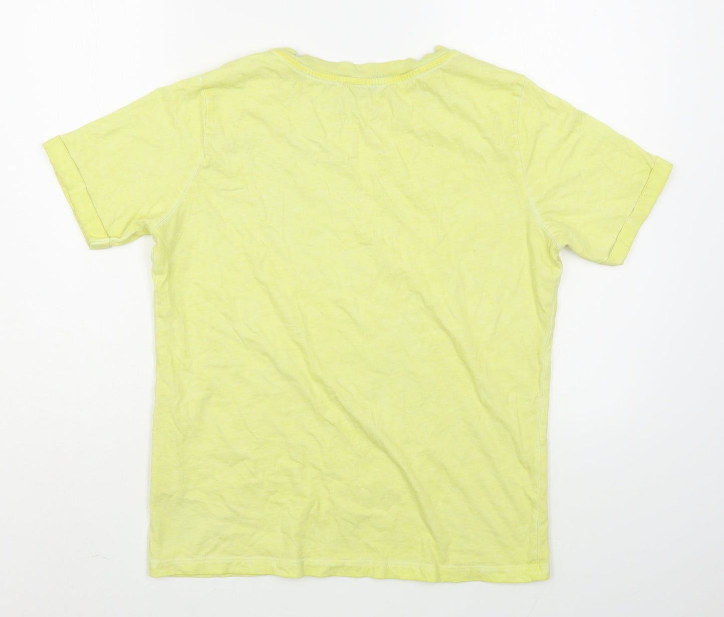 Oasis Womens Yellow  100% Cotton Basic T-Shirt Size S Round Neck