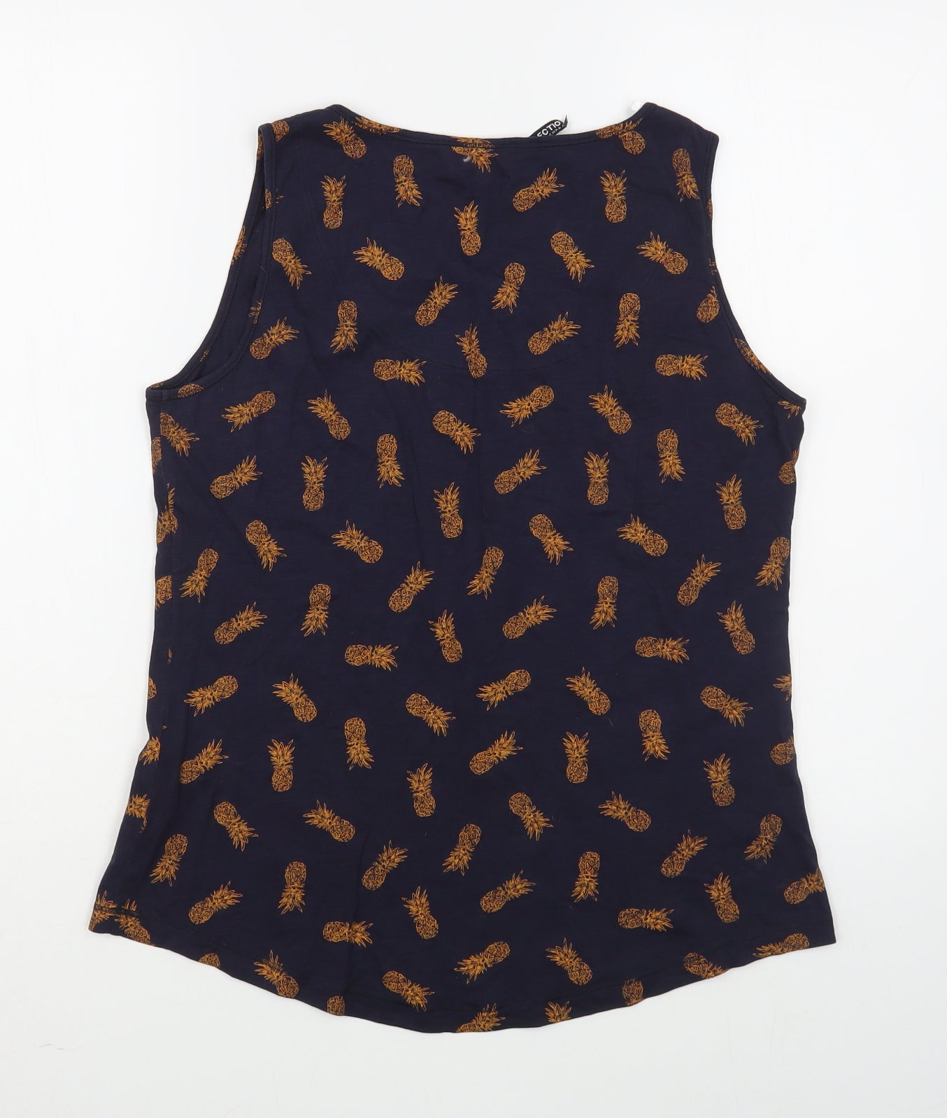 Debenhams Womens Blue Geometric 100% Cotton Basic Tank Size 12 Scoop Neck