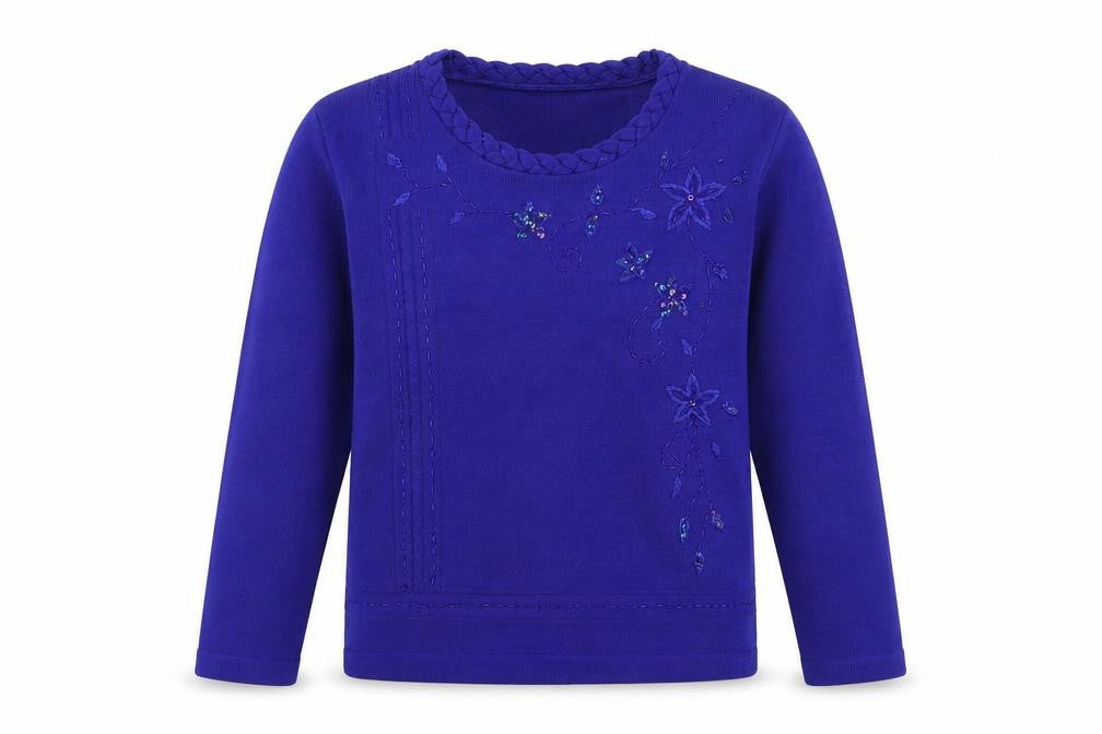 Akal Collection Womens Blue Round Neck  Acrylic Pullover Jumper Size S