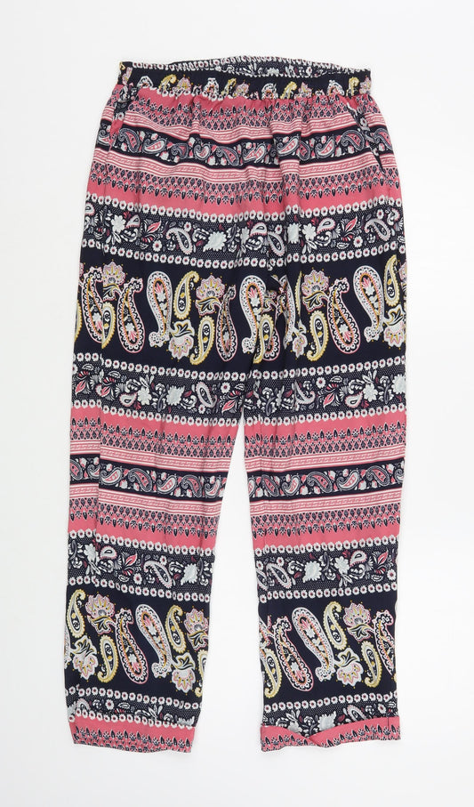 Exhibit Womens Multicoloured Paisley Polyester Harem Trousers Size 14 L27 in Regular