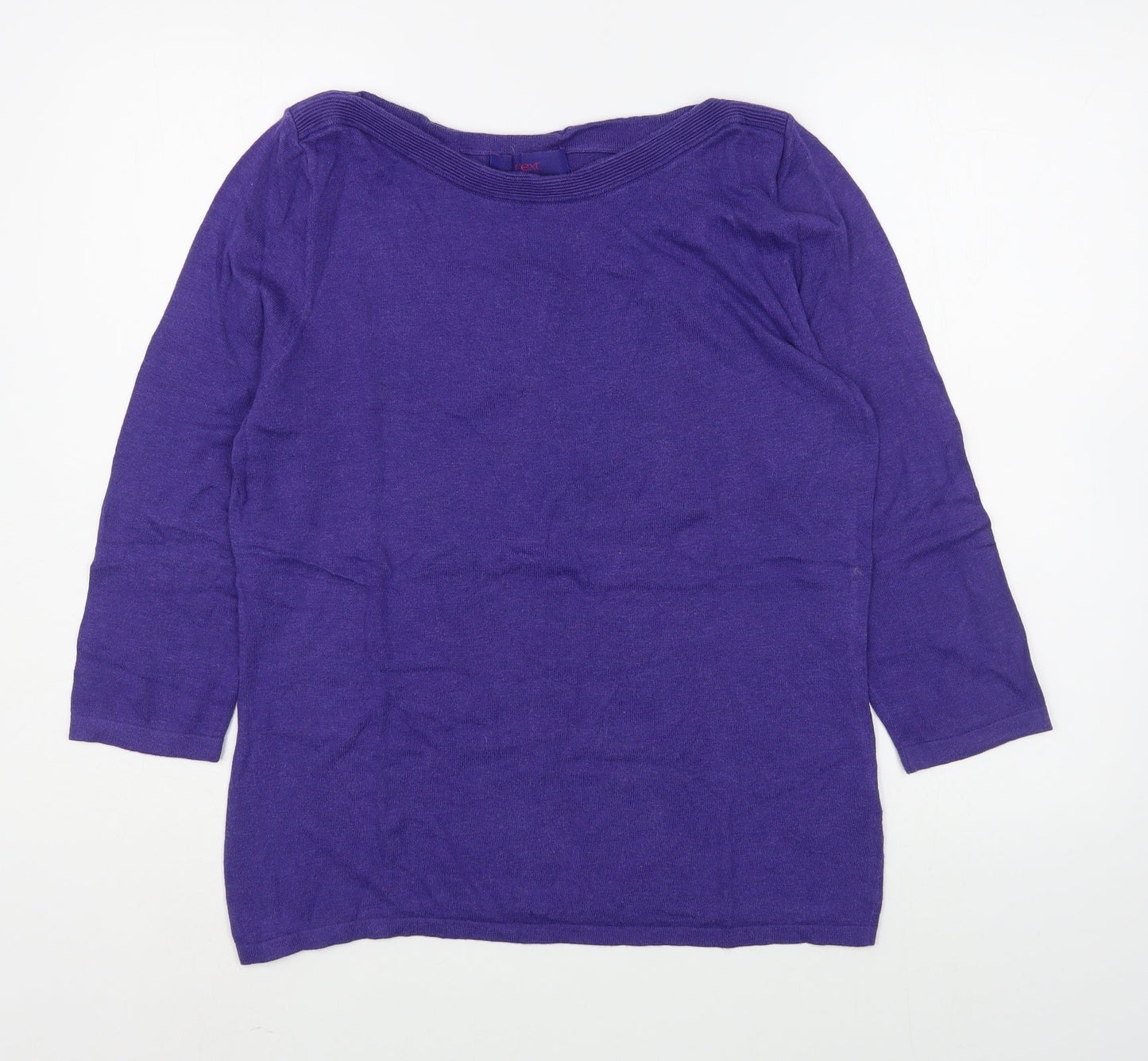 NEXT Womens Purple  Polyester Basic T-Shirt Size 4 Boat Neck
