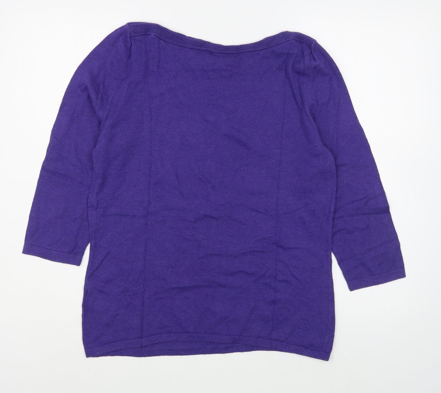 NEXT Womens Purple  Polyester Basic T-Shirt Size 4 Boat Neck