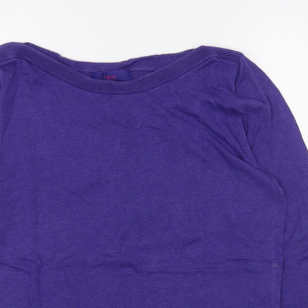 NEXT Womens Purple  Polyester Basic T-Shirt Size 4 Boat Neck