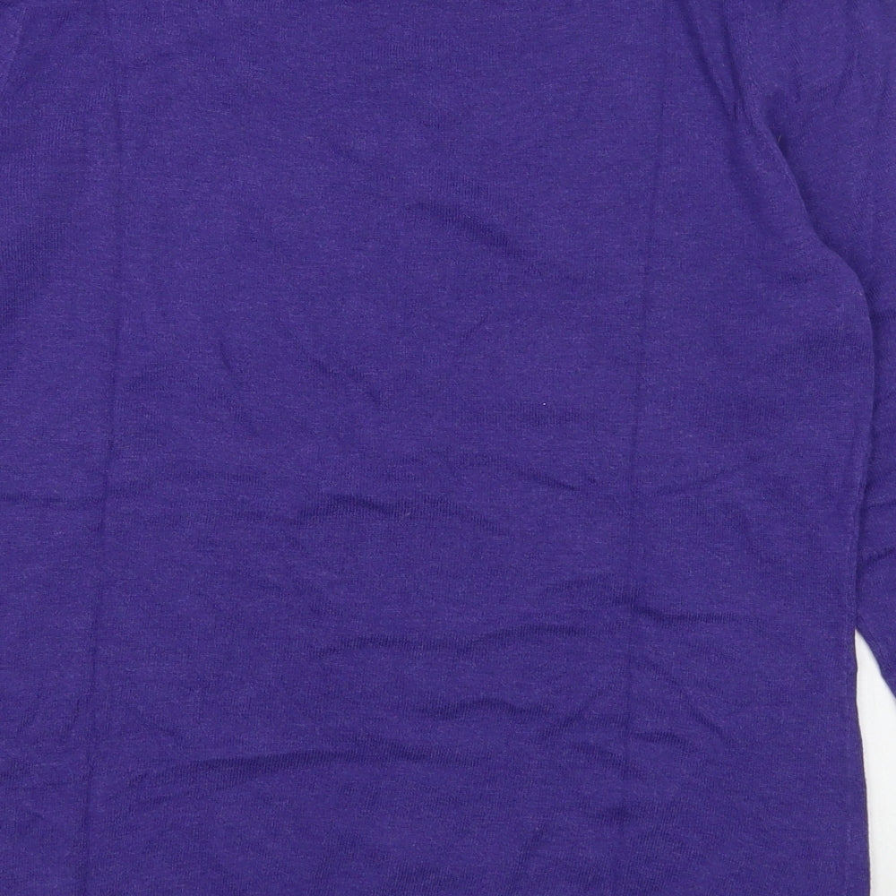 NEXT Womens Purple  Polyester Basic T-Shirt Size 4 Boat Neck