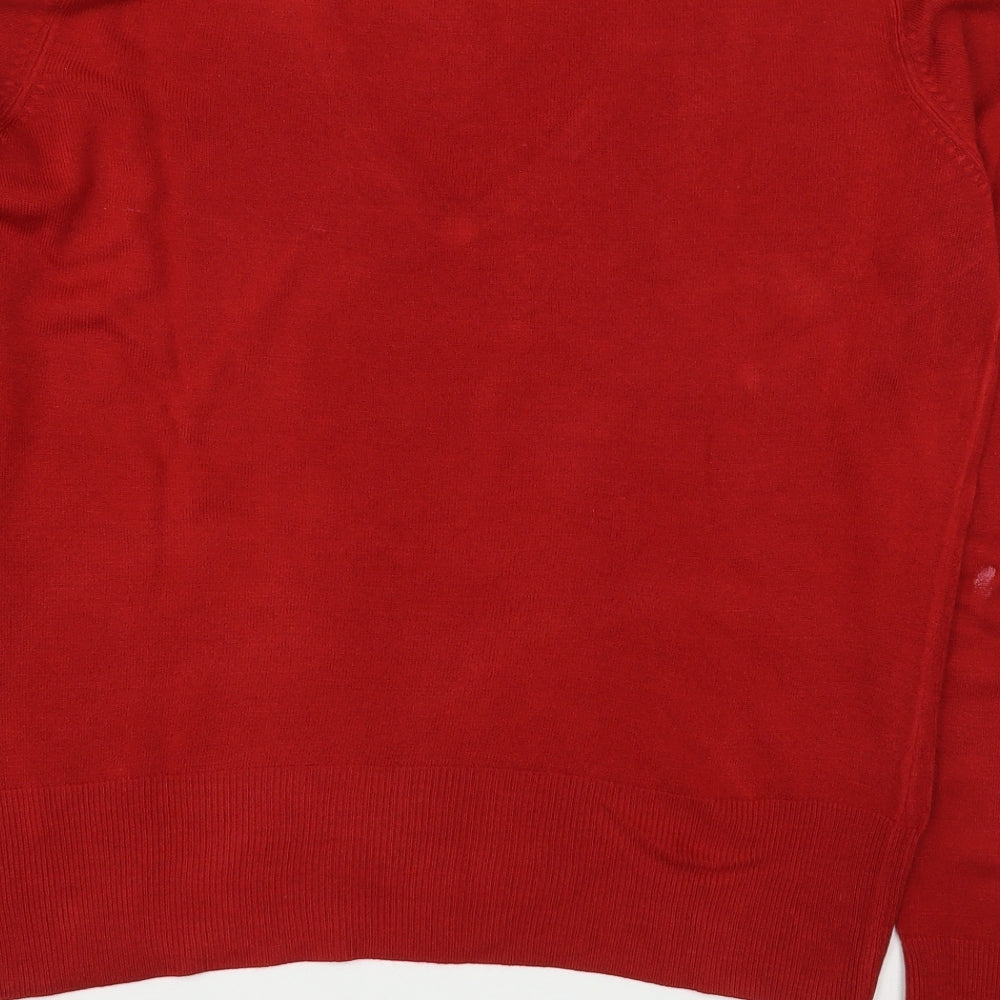 NEXT Womens Red V-Neck  Acrylic Pullover Jumper Size 14