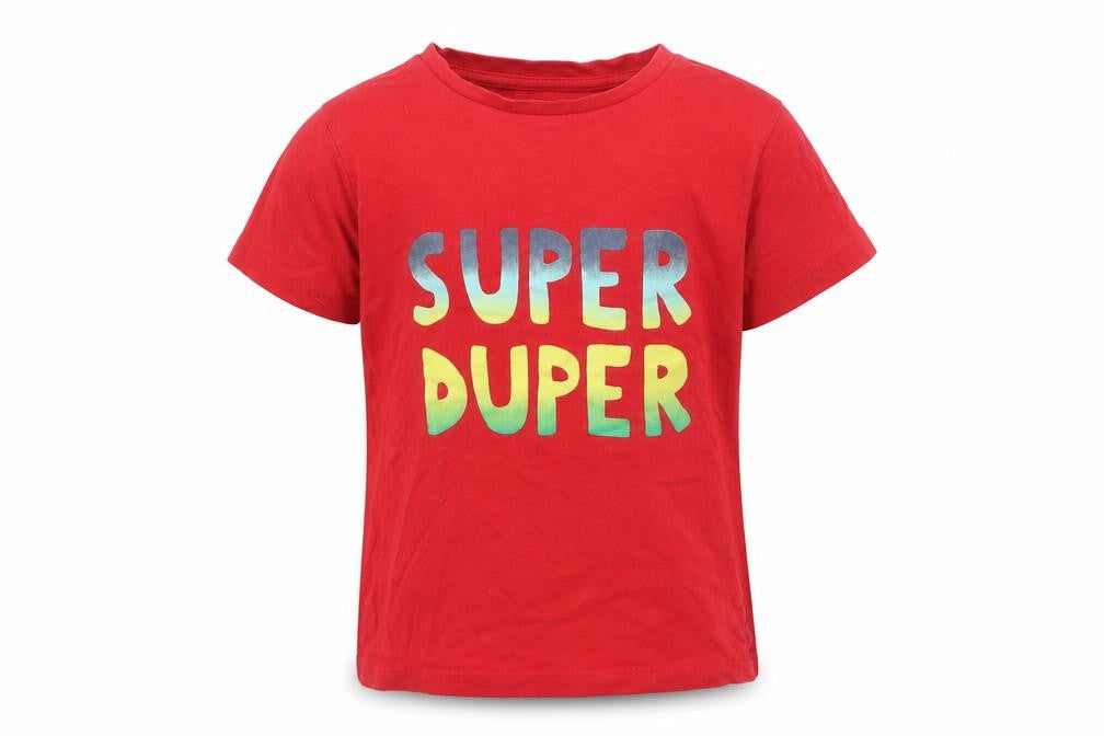 Dunnes Stores Boys Red  Cotton Basic Casual Size 2-3 Years Round Neck  - Super Duper