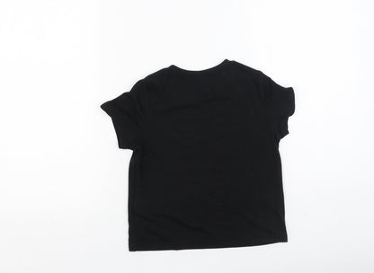 SHEIN Boys Black  Cotton Jersey T-Shirt Size 5 Years Round Neck