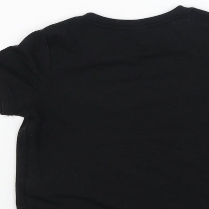 SHEIN Boys Black  Cotton Jersey T-Shirt Size 5 Years Round Neck