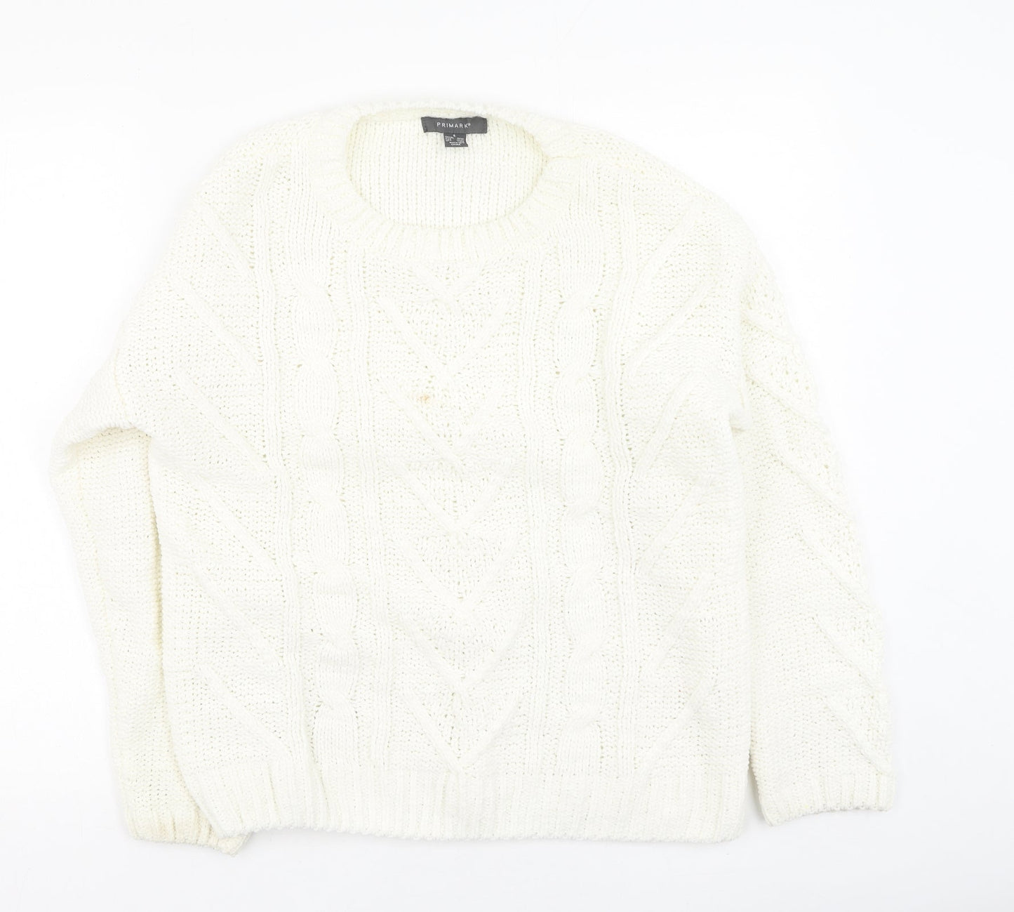 Primark  Womens Beige Round Neck  Polyester Pullover Jumper Size S